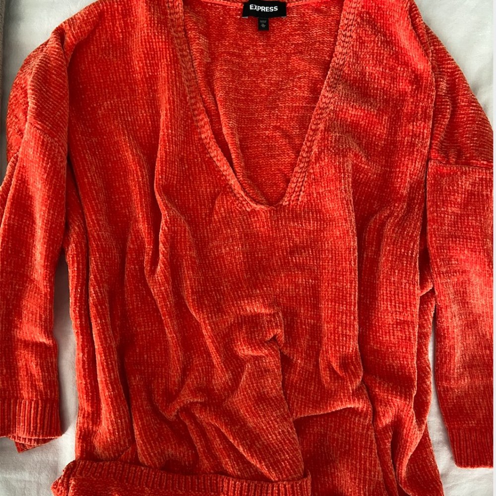 Express - Oversized Bright Orange Layering Sweater
